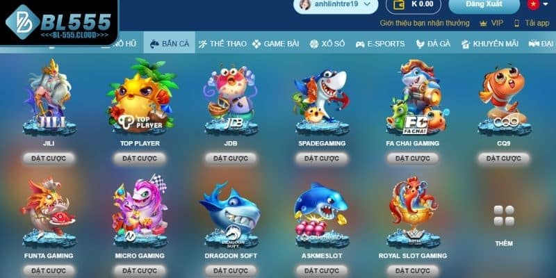 Giới thiệu sảnh Bắn Cá BL555