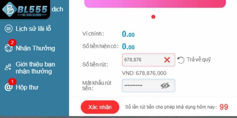 Điều kiện và lưu ý quan trọng khi rút tiền BL555 cho thành viên