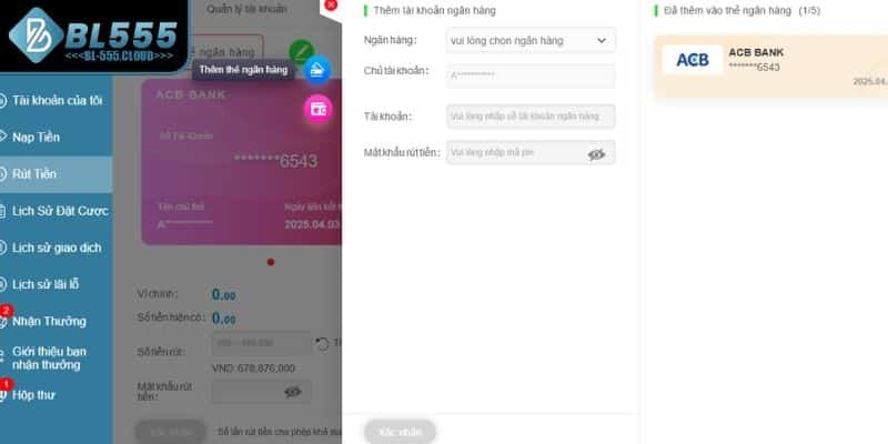 Rút tiền BL555 dễ dàng bằng các bước sau